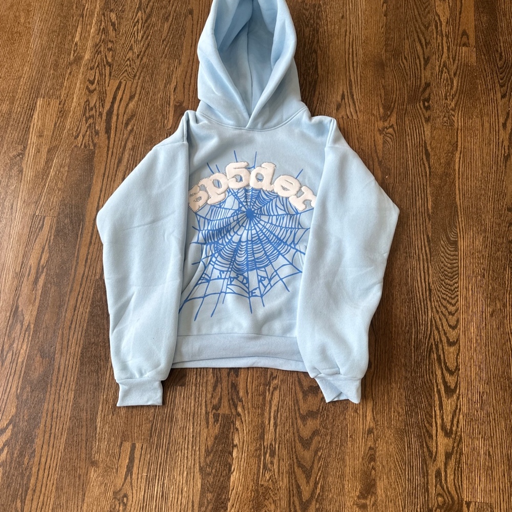 Light Blue Sp5der hoodie Size Mens S